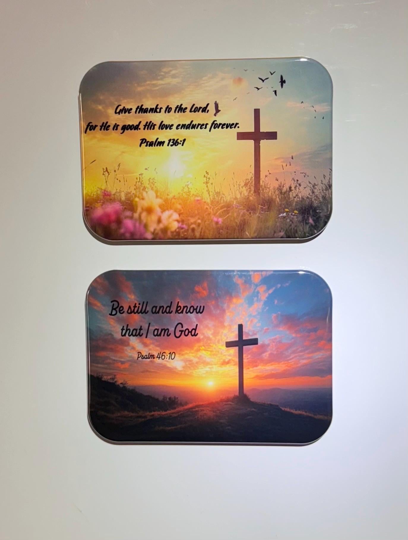 Bible verse magnet Psalm 46:10 Psalm 136 Christian Religious Faith God Jesus Cross