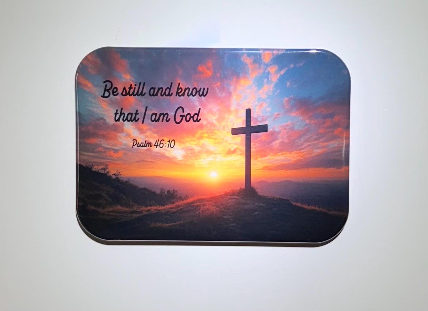 Bible verse magnet Psalm 46:10 Psalm 136 Christian Religious Faith God Jesus Cross