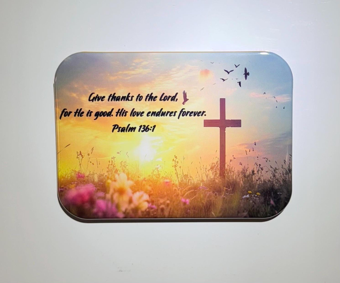 Bible verse magnet Psalm 46:10 Psalm 136 Christian Religious Faith God Jesus Cross