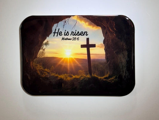 Religious Easter Magnet,  He is risen, Jesus, Mathew 28:6